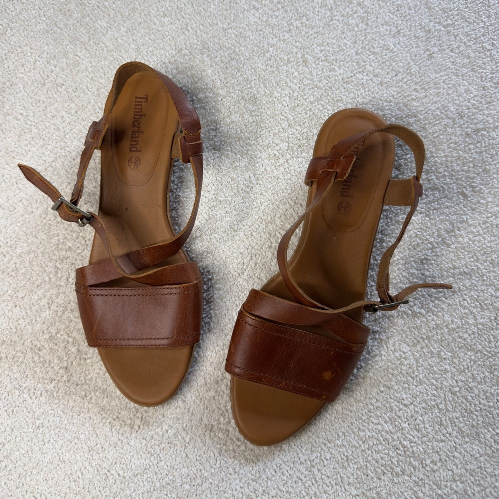 Timberland Earthkeepers Lola Bay Leather Ankle Strap Sandals Women's 9 - Picture 3 of 5